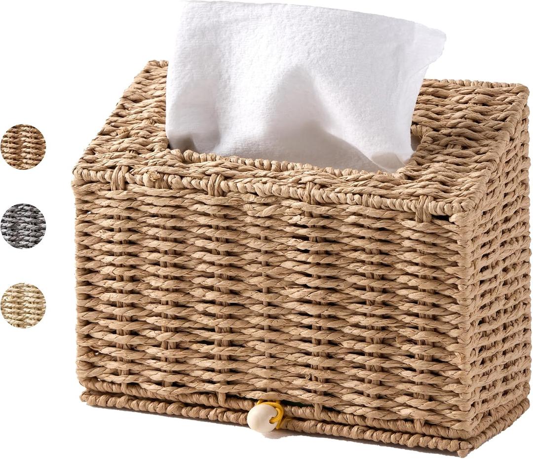 Unjumbly Hand Towel Box Cover, Designed for Kleenex Disposable Hand Towels, Paper Rope Tissue Box for Bathroom, Powder Room, Bedroom (Brown)