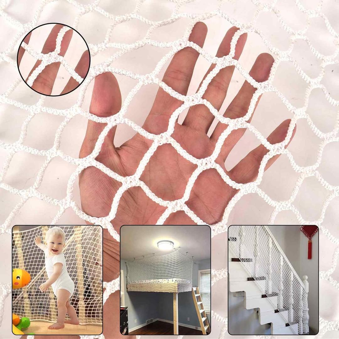 Balcony Netting for Pets, Apartment, Stair, Trampoline, Playground, Child Safety Rope Net, Driveway Net for Kids, Safety Baseball, Softball, Net Sports Netting (3.3ft13.2ft, White)