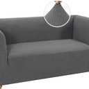 Turquoize Stretch Sofa Cover for Chesterfield Sofa Loveseat Sofa Covers for 2 Cushion Couch 1 Piece Soft Sofa Slipcovers for Living Room with Jacquard Fabric Pet Furniture Protector (Loveseat, Grey)