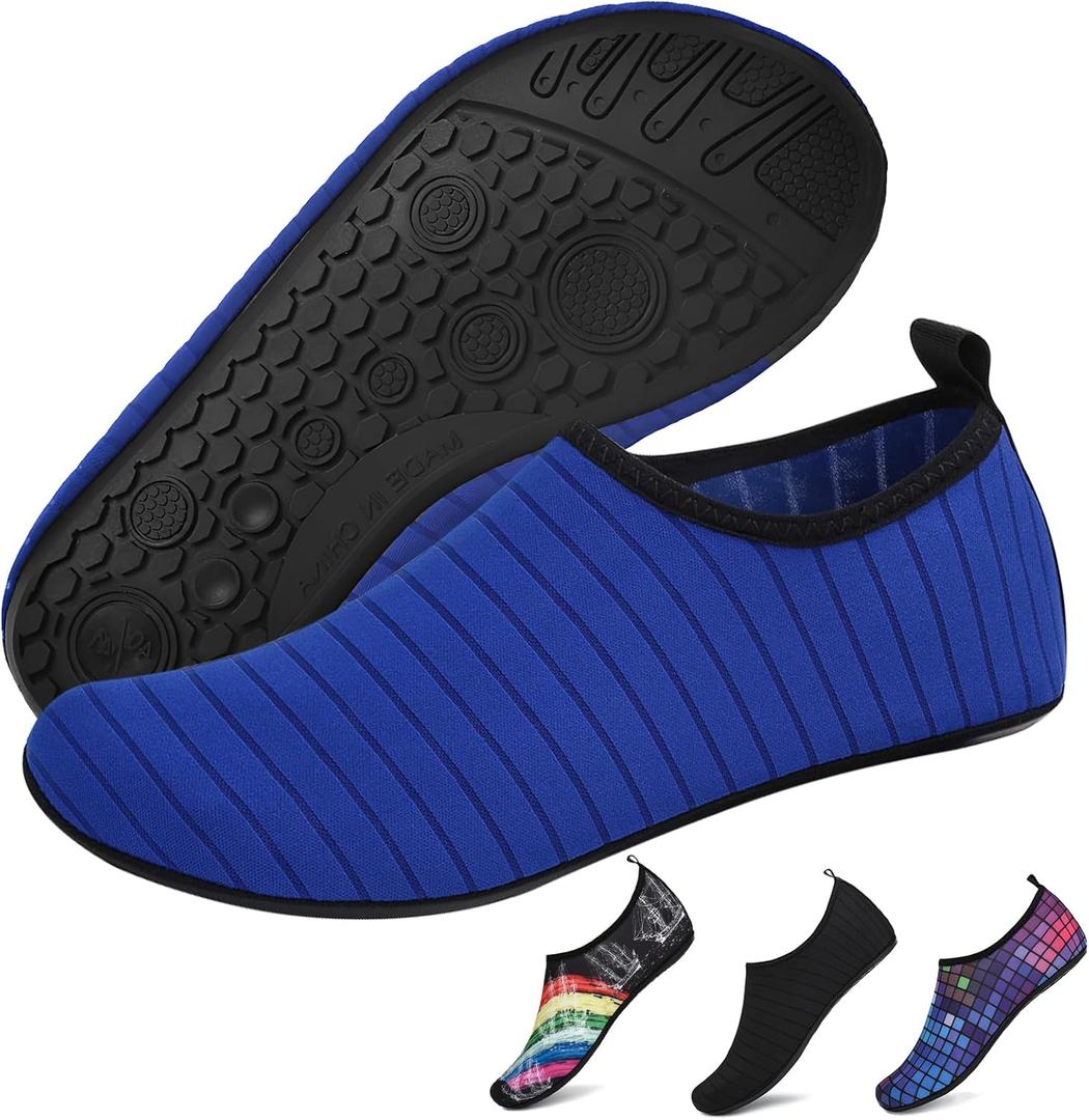 Water Shoes for Womens Mens Barefoot Aqua Yoga Socks for Pool Beach Surf Walking Water Park Boating Sports Water Shoes (7.5-8.5 Women/6-7 Men, Blue)