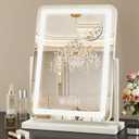 Suidia Vanity Mirror with Lights, 18"14" LED Makeup Mirror with Light, Smart Touch with 3-Color Lighting, 360Ratation for Vanity Desk Tabletop,White,Lamp Belt Style