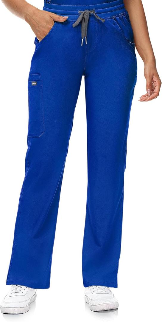 COMENII Scrubs for Women, Knit Yoga Waistband Straight Leg Cargo Pants, Classic Fit Womens Scrubs Pants (Large, Royal Blue) COMENII Scrubs for Women, Knit Yoga Waistband Straight Leg Cargo Pants, Classic Fit Womens Scrubs Pants (Large, Royal Blue)