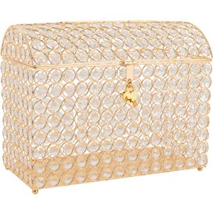 Wedding Card Box,Crystal Wedding Card Box with Heart Lock,Gift Display Box Decorative Box for Wedding Reception,Engagement Ceremony (Gold) Wedding Card Box,Crystal Wedding Card Box with Heart Lock,Gift Display Box Decorative Box for Wedding Reception,Engagement Ceremony (Gold)