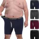 INNERSY Men's Big and Tall Boxer Briefs Cotton Moisture Wicking Underwear 4-Pack (5X-Large, Dark Retro)