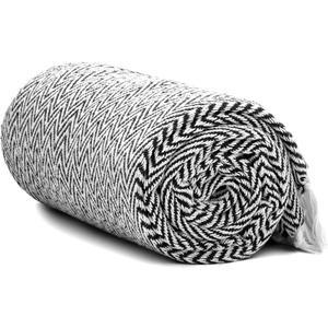 Americanflat 50x60 Throw Blanket - Soft and Breathable Cotton Throw Blanket for Couch, Bed, Chair - Decorative Blankets Perfect for Home, Office, or Outdoor Use - Black and White Herringbone Design