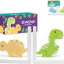 Decorably Stego and Trex Dinosaur Book Ends for Kids Books - 1 Set Non-Skid Vibrant Wooden Kids Bookends for Boys, Dinosaur Bookends - Nursery, Classrooms
