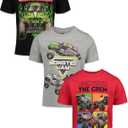 Monster Jam Boys' 3-Pack T-Shirt Set Toddler to Big Kid (Black)