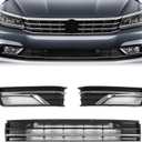 Front Bumper Lower Grille with Fog Lamp Bezel Cover For Volkswagen Passat S/SEL 2016 2017 2018 2019 Replace 561853671HRYP VW1036141 (For Passat 16-19)