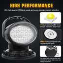 Willpower 50W 360 Degree LED Spot Search Light Rotating Remote Control Work Light with Magnetic Base for SUV Boat Emergency Lighting Home Security Farm Field Garden Protection,12V 24V