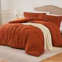 Terracotta Oversized Queen Comforter Set - 3 Pieces Seersucker Lightweight Bedding Comforter Sets (1 Soft Fluffy Comforter & 2 Pillowcases) - All Seasons Cozy Modern Bed Sets for Women Men (Queen XL (98''*98''))