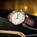 ROCOSJEWE R0101 Men's Automatic Mechanical Watch Golden Luxury Watch for Men Classic Retro Wristwatch Day Date Brown Leather Strap Dress Watches Waterproof Gift for Men Fashion Business