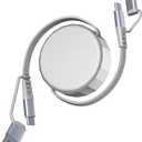 Retractable Multi Fast Charging Cable 3A - MFi Certified 4 in 1 Retractable iPhone Charger Cord 60W PD and Data Sync for iPhone 17/16/15/14, Galaxy, Android, Pad, Support Apple CarPlay & Android Auto