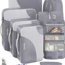 OlarHike 8 Set Packing Cubes for Travel, Sturdy Suitcase Organizer in 4 Sizes (Extra Large, Large, Medium, Small), OlarHike Luggage Cubes with Toiletry Bag, Cruise Ship Gifts for Men (Grey) (8 set (Short-Term Trip))