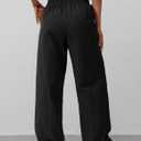 7 x Women's Wide Leg Pants Y2K Trendy Elastic Waist Track Pants Baggy Tie Knot Trousers with Zipper Pockets Streetwear Casual (Black, XS)