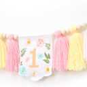 Yellow wildflower 1st high chair tassel banner,Our Little Wild flower Is Turning One Birthday Decor,Girls Wild One 1st Birthday Decoration, Floral Theme Highchair Banner (Yellow)