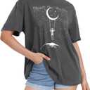 Womens Oversized Tshirt Graphic Tees Crew Neck Summer Short Sleeve Loose Fit Tops (A-Starry Night Grey, M)