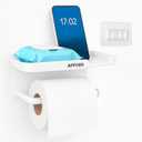 Minimal Toilet Paper Holder Self-Adhesive, Wall Mount, No Drill, Easy Installation (White)