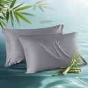 Bedsure Cooling Pillow Cases Queen Size Set of 2, Rayon Derived from Bamboo Cooling Pillowcases for Hot Sleepers, Soft & Breathable Cool Pillow Covers with Zipper, Dark Grey, Gifts, 20x30 Inches
