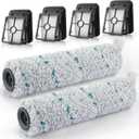 Multi-Surface Brush Rolls 2787 and Vacuum Filters 1866 for Bissell CrossWave Max 2554 2554A 2590 2593 2596 for HydroSteam 35151 35152 3513 3518, Replacement Part 1618638, 1608684, 6 Pack