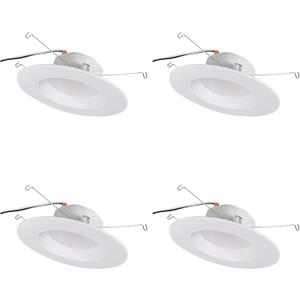 SYLVANIA 5/6 LED Recessed Lighting Downlight with Trim, 10.5W=75W, Dimmable, 900 Lumens, White 3000K, Wet Rated / UL / Energy Star - 4 Pack (62025) SYLVANIA 5/6 LED Recessed Lighting Downlight with Trim, 10.5W=75W, Dimmable, 900 Lumens, White 3000K, Wet Rated / UL / Energy Star - 4 Pack (62025)