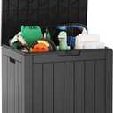 EAST OAK Outdoor Storage Box, 31 Gallon Deck Box, Waterproof Resin Storage Bin for Patio Cushions, Gardening Tools, Accessories, Lockable, UV Resistant, Black