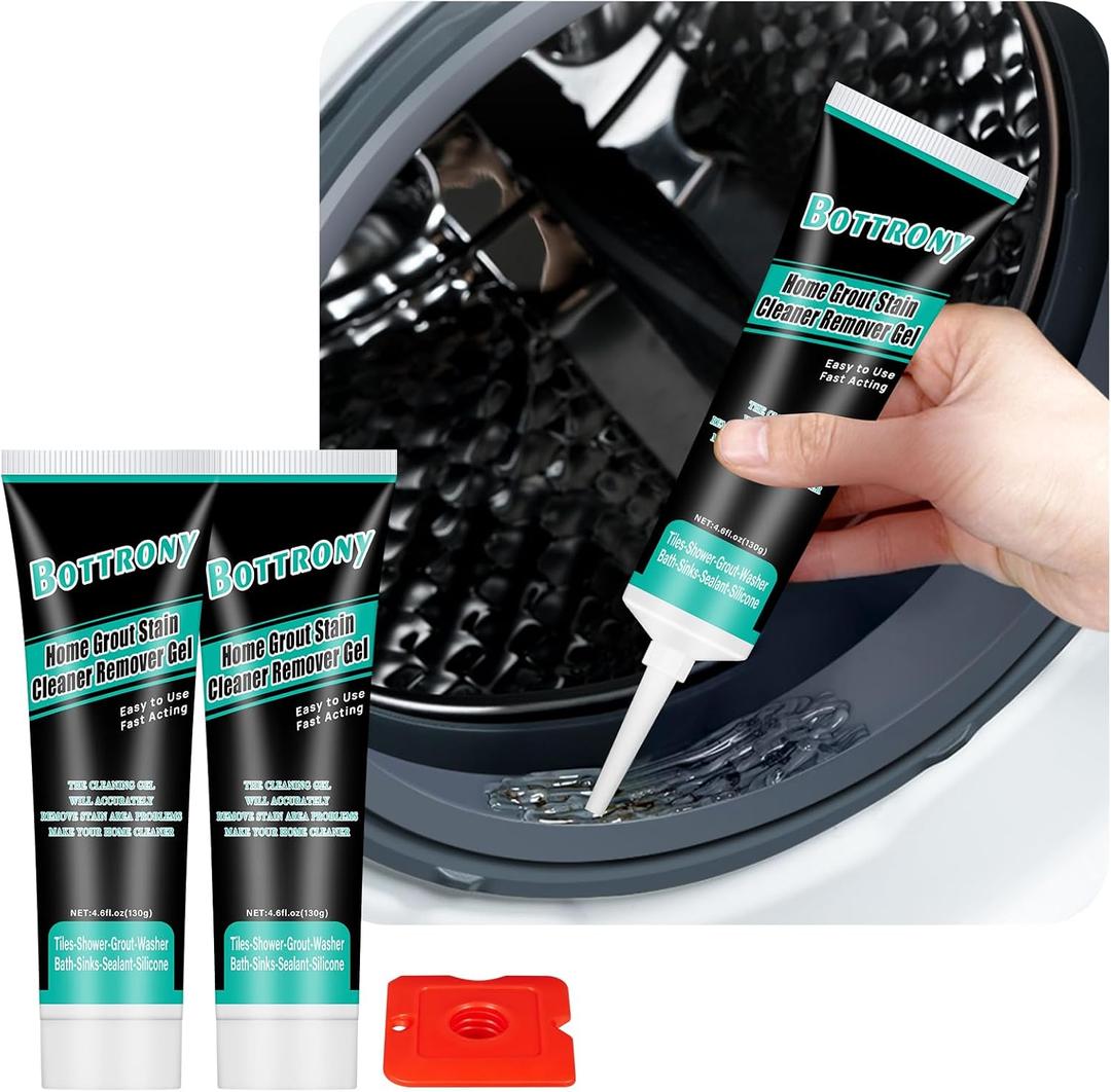 2 Pcs BOTTRONY Mold Stain Remover Gel, Home Stain Remover Gel, Washing Machine Cleaner, Household Cleaner for Refrigerator Strips, Grout Cleaners Best for Home Sink, Kitchen, Showers 