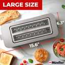 Mueller UltraToast Stainless Steel Toaster 4 Slice Extra-Wide 1.6" Slots for Artisan Bread, Bagels & Frozen Waffles, 6 Browning Levels, LED Display, Cancel/Defrost/Reheat, Removable Crumb Tray