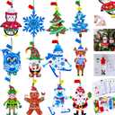Winlyn 24 Sets Holiday Decorations DIY Christmas Tree Ornaments Winter Crafts Kits Foam Snowflake Penguin Snowman Foam Stickers for Kids Holiday Seasonal Gift Home Classroom Activities Party Favors
