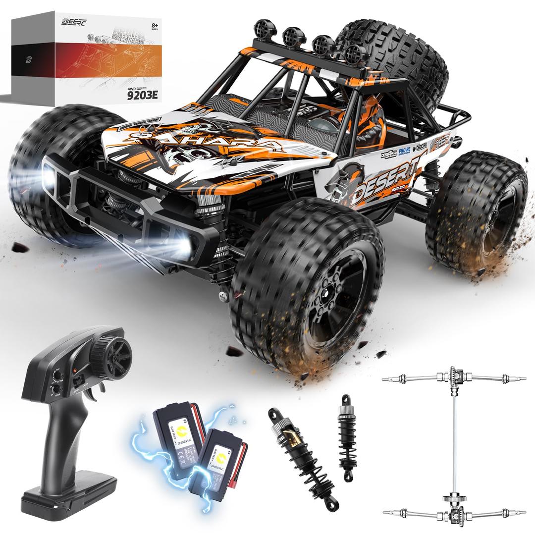 DEERC 9203E 1:10 Large RC Truck W/Lights, 30KM/H Fast RC Car for Adults