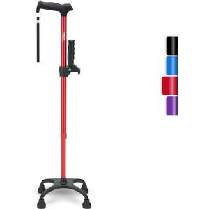 Quad Cane, Walking Cane for Men & Women with 4 Pronged Base for Extra Balance & Stability Adjustable, Lightweight, Walking Stick for Right or Left Handed Seniors & Adults | HealthBazaar