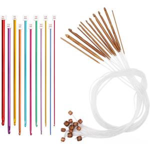23 Pieces Tunisian Crochet Hooks Set, AHIER 12PCS Bamboo Crochet Hooks 3-10mm and 11PCS Tunisian Afghan Aluminum Knitting Needles Set 2-8mm (Assorted Color Aluminum Crochet Hooks) (Transparent)