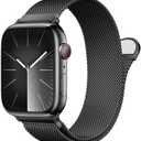 Stainless Steel Milanese Loop Compatible with Apple Watch Band 46mm 42mm 44mm 45mm 49mm men and women, Magnetic Clasp Replacement for iWatch Bands Ultra Series 10 9 8 7 6 5 4 3，black