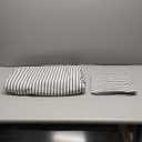 MooMee Striped Duvet Cover Set 100% Washed Cotton Linen Like Textured Breathable Durable Soft Comfy (Dark Grey White Classic Stripes, Oversized Queen 98"x98")