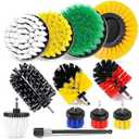 18 Pack Drill Brush Attachment Set, Power Cleaning Scrub Brushes for Drill, Extend Long Attachment, All Purpose for Car Detailing, Bathroom, Carpet, Tile Grout, Sinks, Corners