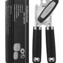 Safring Can Opener Manual, Heavy Duty Handheld Strong Can Opener with Soft Touch Handle, Sharp Blade Smooth Edge, Can Openers with Multifunctional Bottle Opener, Black