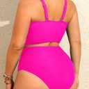 Daci Plus Size Two Piece Swimsuits - Women High Waisted Bikini Tummy Control Bathing Suits Knot Twist Swimwear 2025 (Pink, L)