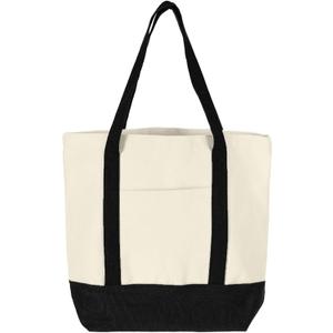 uxcell Canvas Tote Bag, Reusable Canvas Bag Tote Bag with An External Pocket, Multipurpose Canvas Tote Bags Shopping Bag