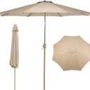 Aoodor 9 Ft Patio Market Umbrella, Outdoor Table UV Protection Umbrella with 8 Sturdy Steel Ribs, Push Button Tilt and Crank for Garden, Deck, Backyard, Poolside