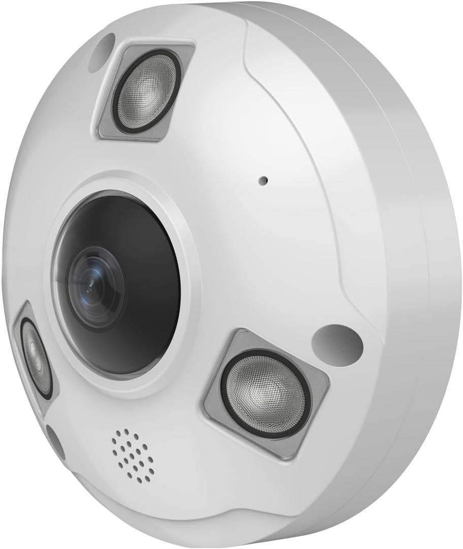 4K POE IP Fisheye Camera, 1.7mm Lens, 49ft Infrared, WDR, Metal housing, IP66 Water-Proof Indoor&Outdoor Panoramic Security Camera(Compatible with Hikvision/Dahua NVRs)
