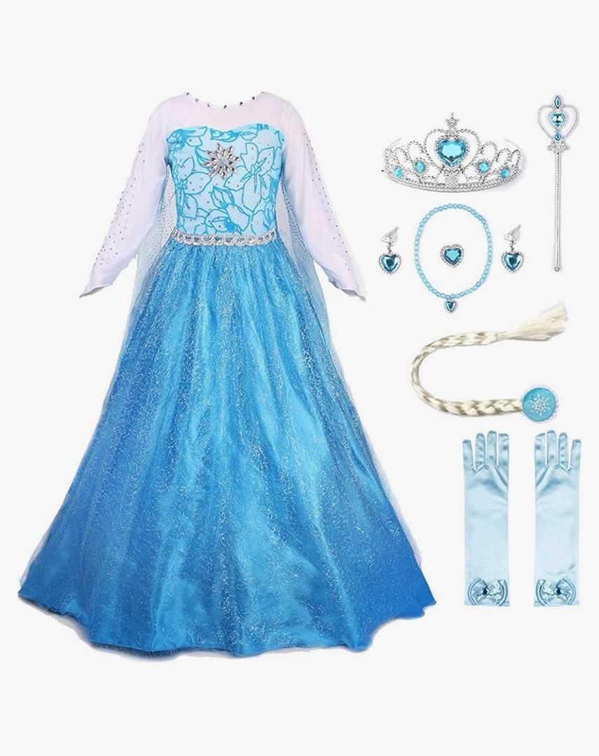 JerrisApparel Princess Dress Queen Costume Cosplay Dress Up with Accessories 6-7
