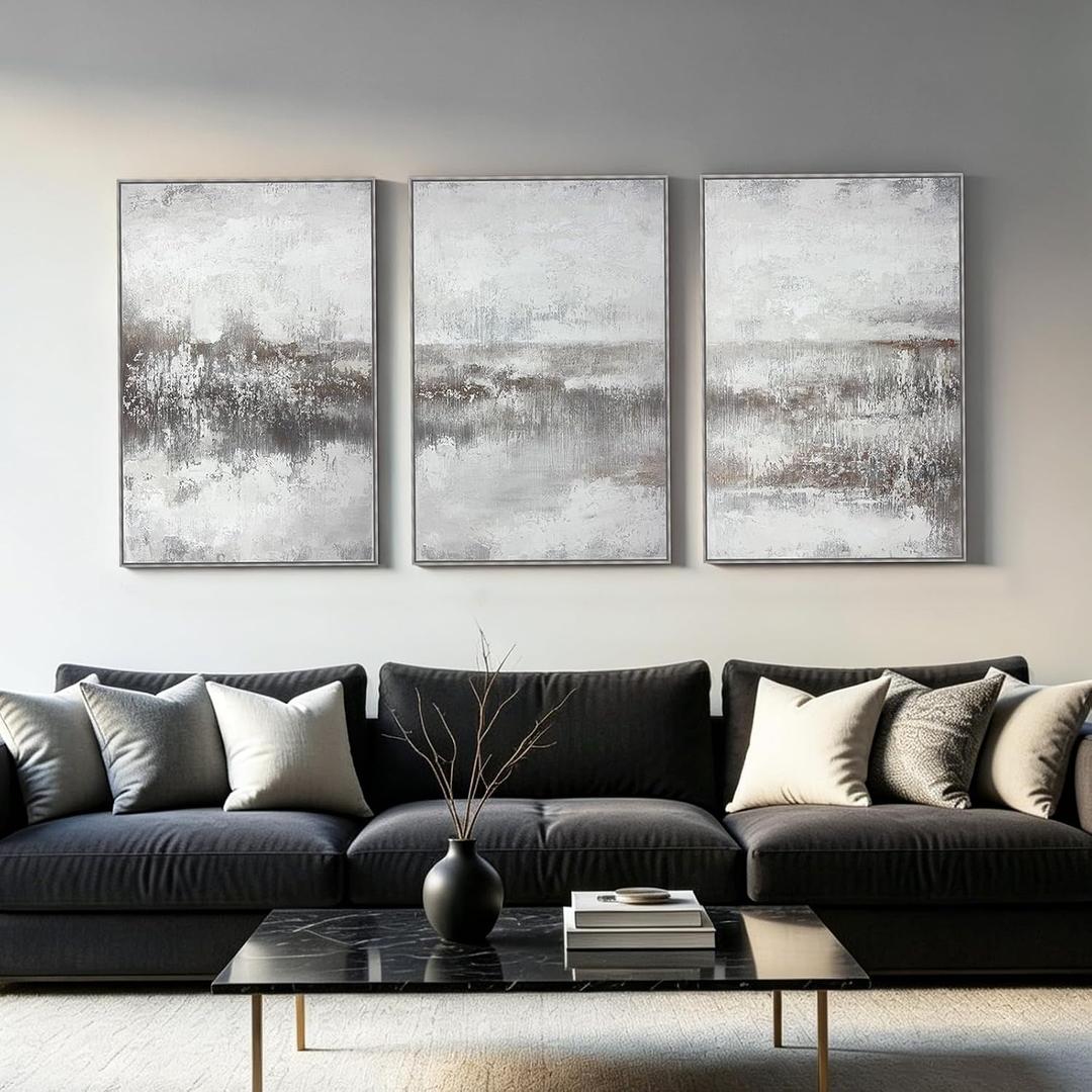 SAFERRYHOME Abstract Textured Wall Art, Modern Landscape Artwork, 24"x36"x3, 24"x36"x3 Panels