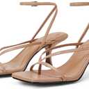 PiePieBuy Women's Lace Up Heeled Sandals Square Flip Flop High Heels Strappy Party Shoes 7.5
