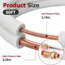 findmall 50FT Air Conditioning Tubing Hose Extension 1/4 and 3/8 Insulated Red Copper Hoses Fit for Mini Split Air Conditioner