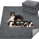 LOOBANI 2 Packs Extra Large Reusable Dog Mat for Floor, Non-Slip Washable Pee Pads for Dogs, Fast Absorbent Pet Whelping Pads, Puppy Playpen Mat for Incontinence, Housebreak, Crate, 72x72in,Gray