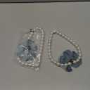 Blue Handmade Flower Magnetic Curtain Tiebacks, 2 Pack Magnetic Drapery Holdbacks Rope Holder for Home Office Decorative Window Ties