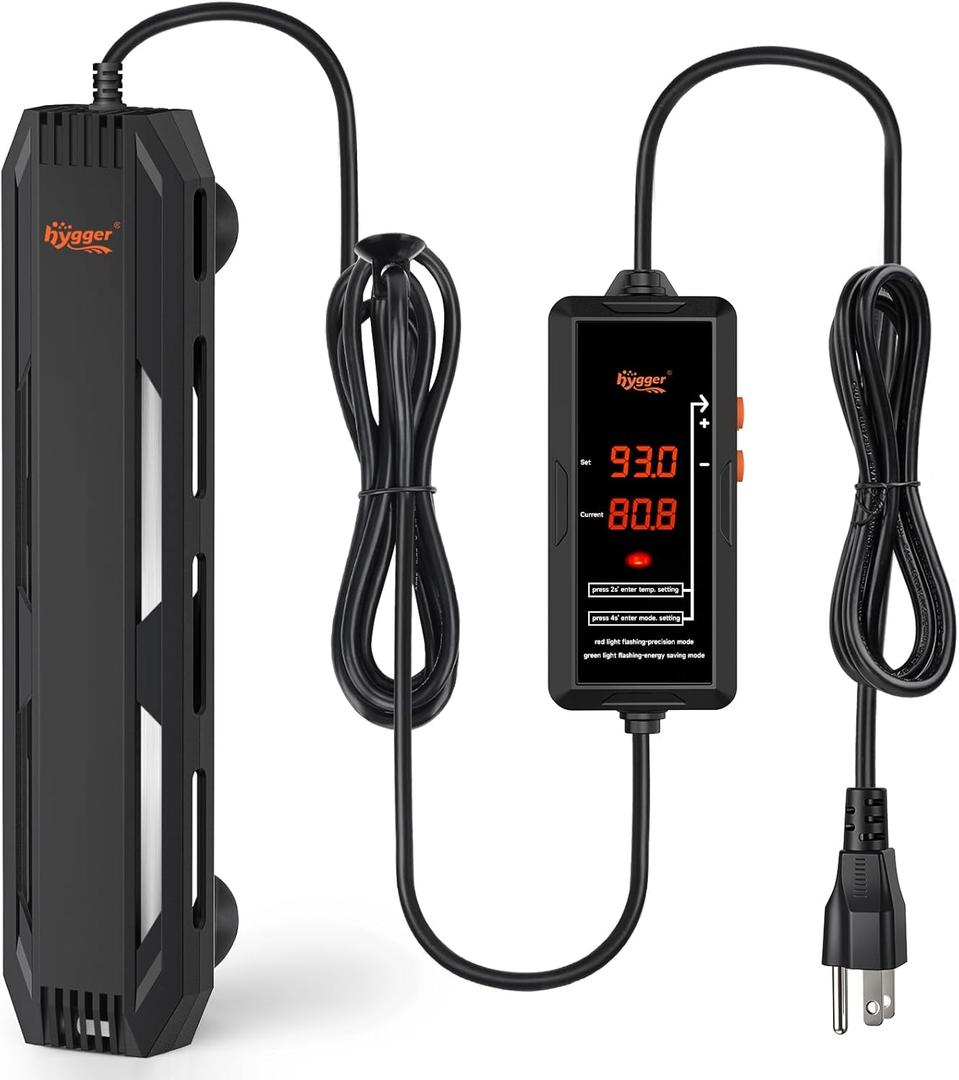 hygger 300W Aquarium Heater with Digital Controller, Submersible Fish Tank Heater for 4070 Gallon Tanks, Overheat & Out-of-Water Protection with Alarm for Freshwater & Saltwater
