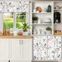 Spring Kitchen Curtains and Valances Set 3 PCS for Window, Floral Bird Spring Kitchen Decor for Bahtroom, Home - Laundry Farmhouse Short Curtains 54" w x 18" L and 27" w x 36L