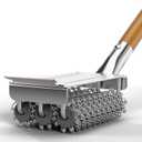 HOUSE AGAIN Grill Brush Bristle Free, 304 Stainless Steel Food-Grade Brush Head with Scraper, Safe BBQ for Grill Grate Strong Barbecue Cleaner Non Wire, Outdoor Grill Cleaning Brush/Wooden Handle