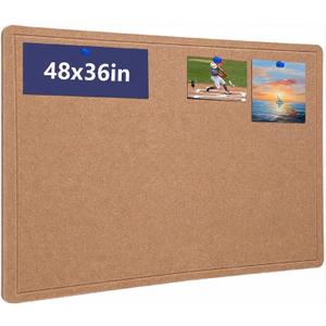 Large Cork Bulletin Board 48" x 36", Felt Pin Board, Ginger Yellow