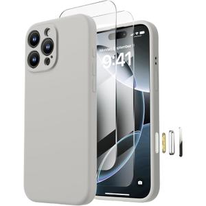 Magnetic for iPhone 16 Pro Case, Compatible with MagSafe, with 9H Nano Screen Protectors, Full Camera Protection, Silicone Shockproof Microfiber Lining Phone Case 6.3", Natural Titanium